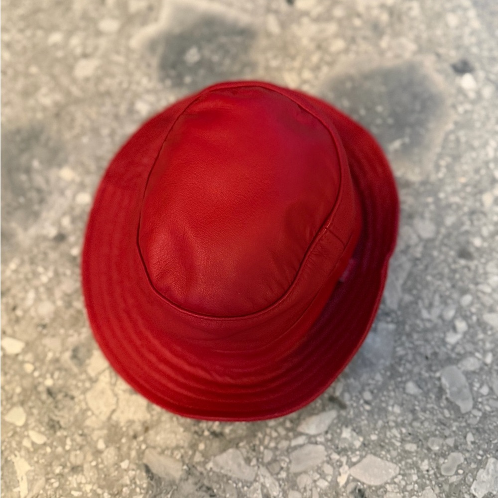 Supreme Vibrant Red Leather Hat - Picture 3 of 8